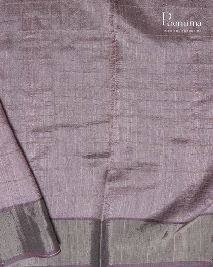 BABY PINK &amp; ONION PINK - SEMI TUSSAR SAREE WITH ALLOVER PRINT, ZARI CHECKS AND ZARI BORDER