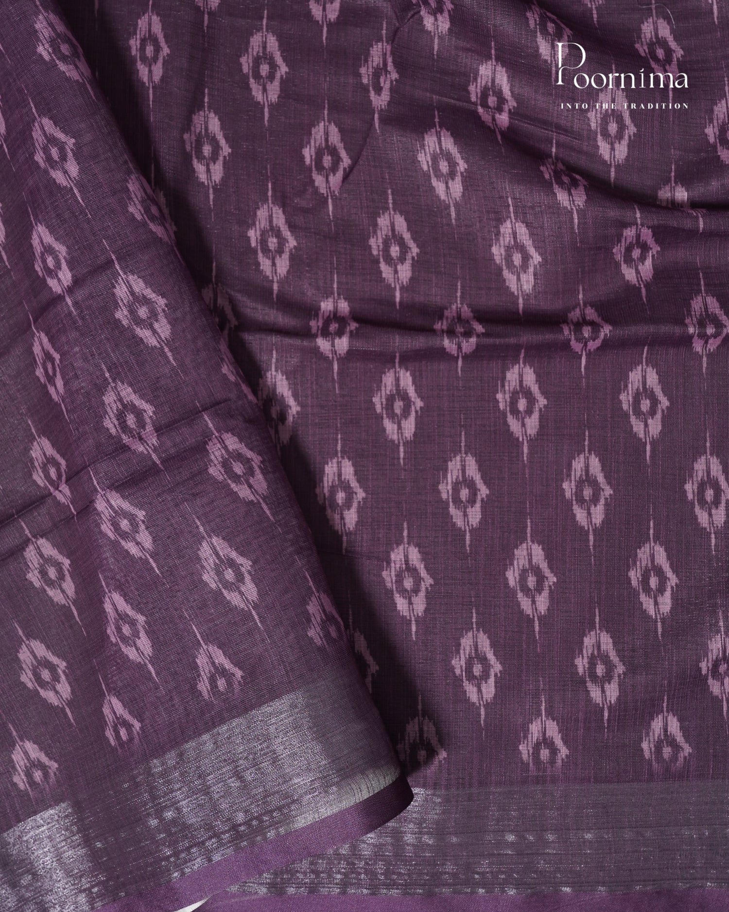 PINK &amp; PURPLE - LINEN SAREE WITH ALLOVER DIGITAL PRINT AND ZARI BORDER