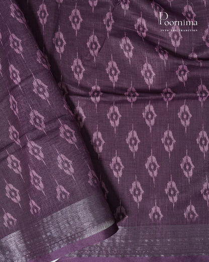 PINK &amp; PURPLE - LINEN SAREE WITH ALLOVER DIGITAL PRINT AND ZARI BORDER