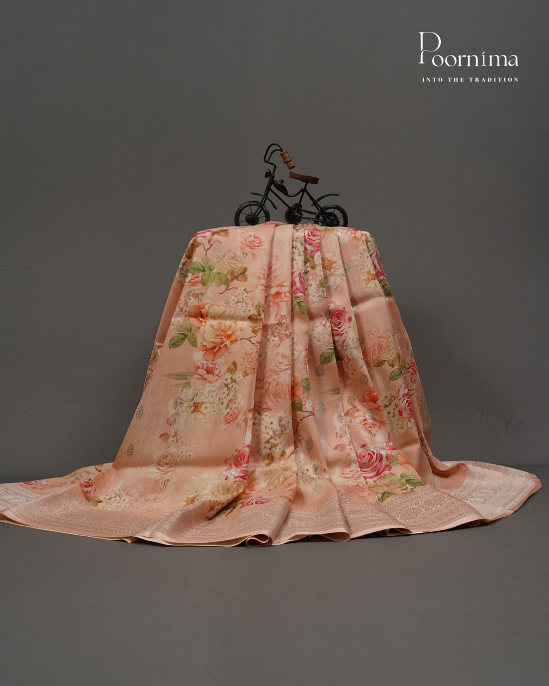 PURE KATAN PATTU SAREE - PEACH COLOUR