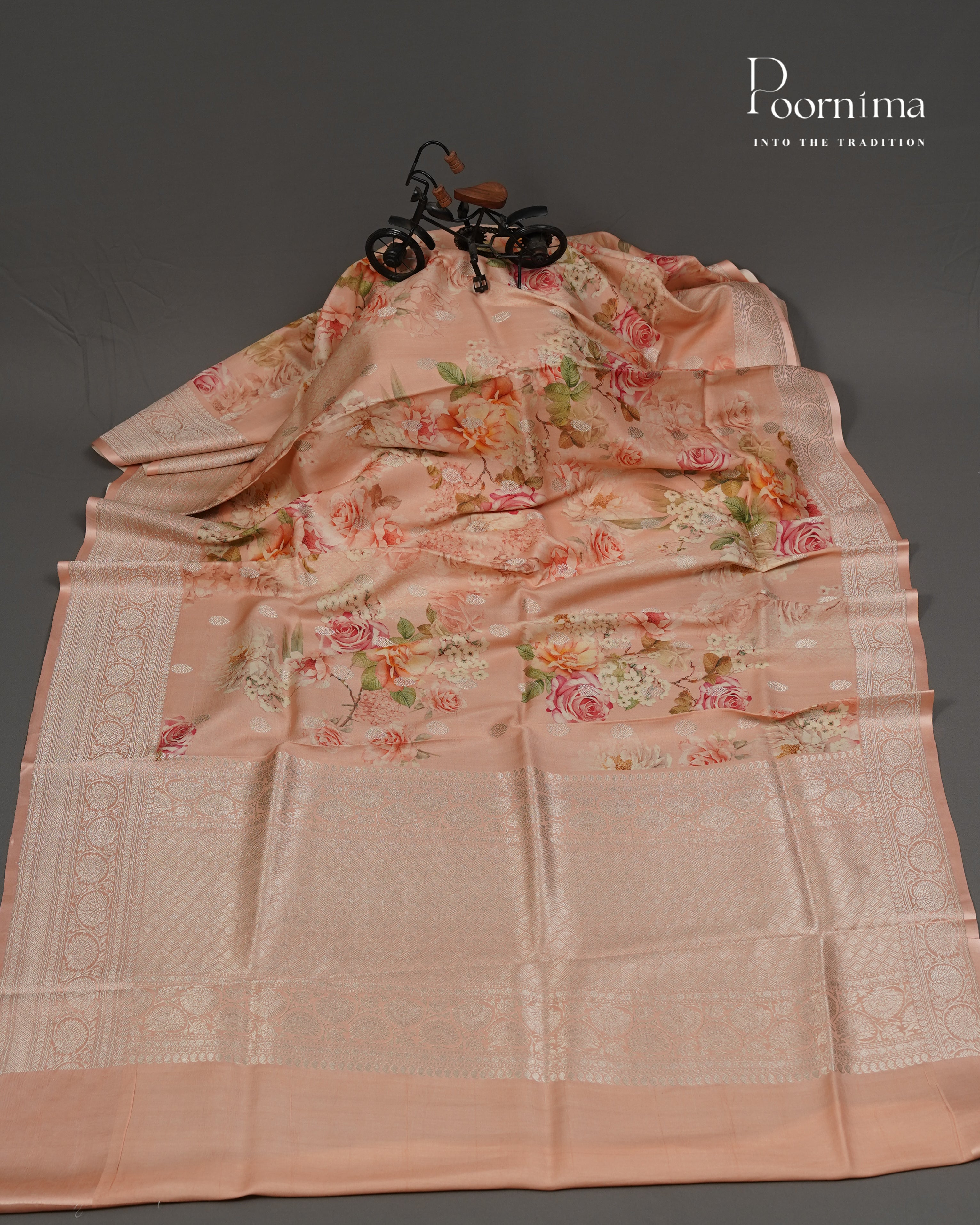PURE KATAN PATTU SAREE - PEACH COLOUR