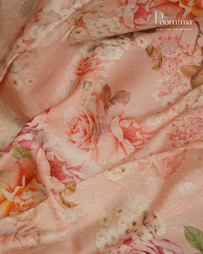 PURE KATAN PATTU SAREE - PEACH COLOUR